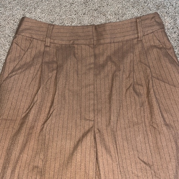 Favorite Daughter The Favorite High Rise Wide Leg Pants Camel Pinstripe 10 - Picture 7 of 12